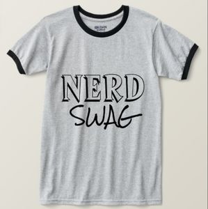 Nerd Swag Basic Ringer T-Shirt Gray & Black Size L
